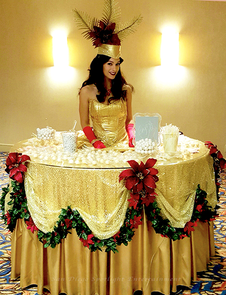 Gold Holiday Strolling Tables